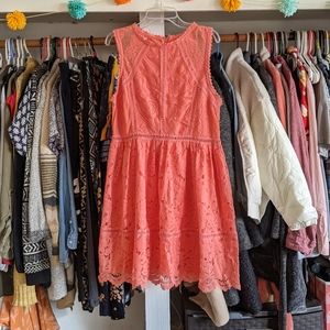 Coral lace dress